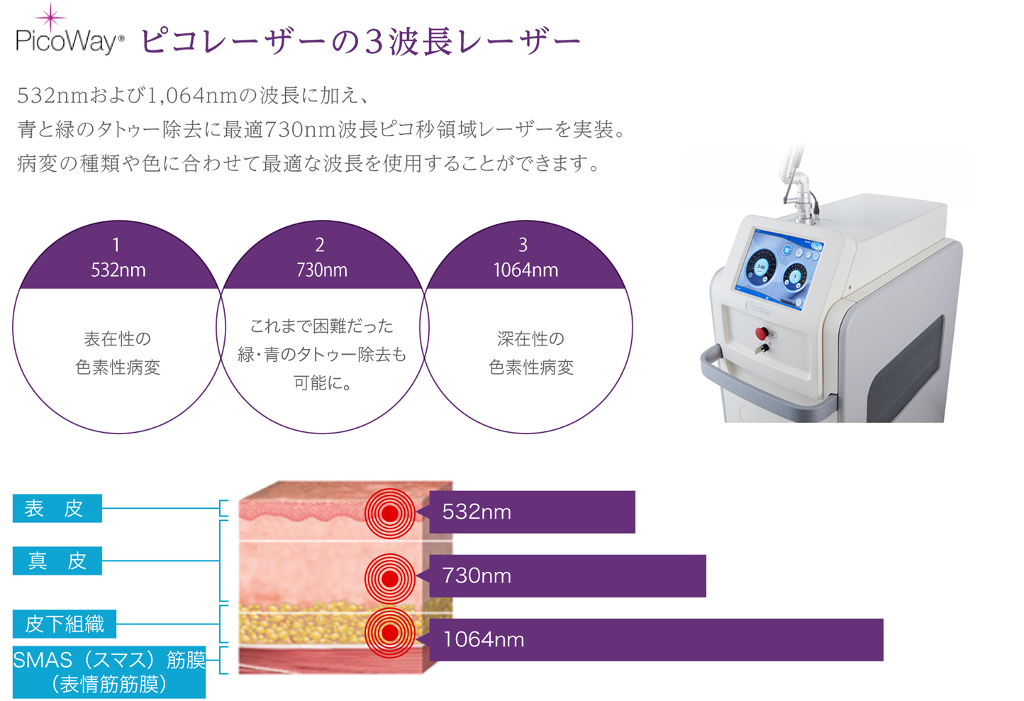 Pico Way ピコレーザー 導入機器紹介 長崎 佐賀 福岡であざ治療なら長崎県大村市の北村理子クリニック皮ふ形成外科